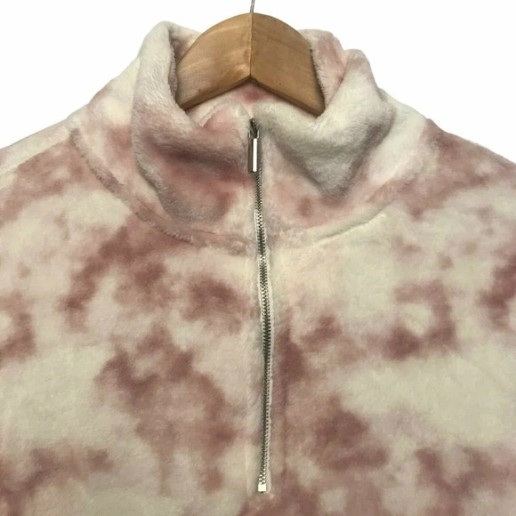 Old Navy Sweater Women's Sz S Fleece Pullover Quarter Zip Tie Dye Purple White - Picture 4 of 8